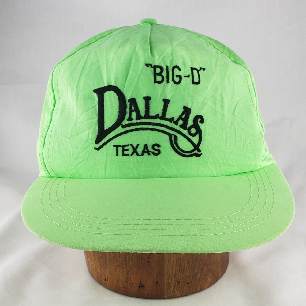 VTG Dallas Texas "Big D" Neon Green StrapBack Hat